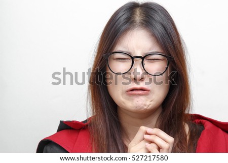 Young woman witch on a white background
