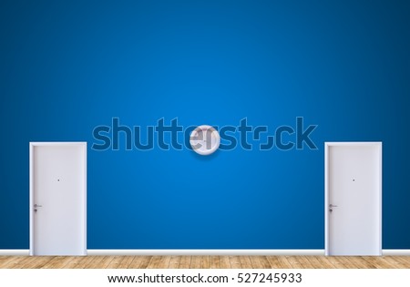 two door room two ways concept, white doors difference ways for select room concept. Royalty-Free Stock Photo #527245933