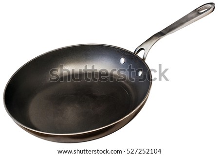 Old Heavy Duty Teflon Frying Pan Isolated On White Background