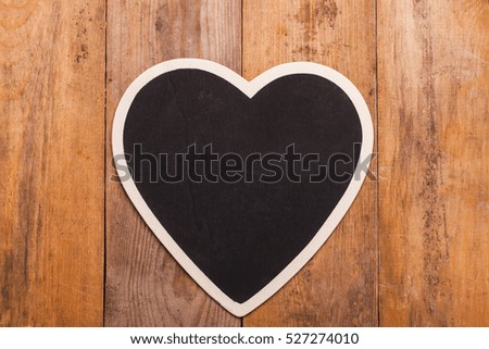 Top view beautiful heart shape on wood background with copy space