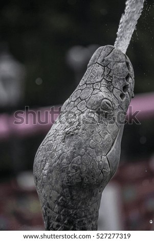 Snake statue spitting water