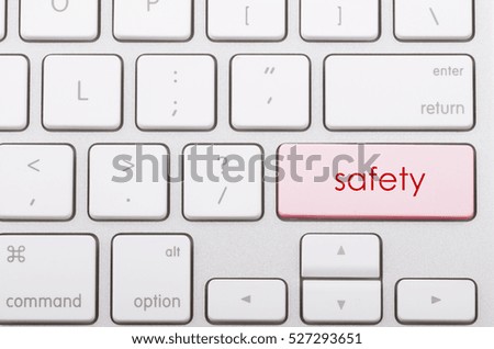 Safety word written on computer keyboard.