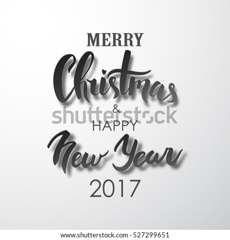 Merry Christmas & Happy New Year lettering. Christmas handwritten typography for card, poster, flyer, postcard.
