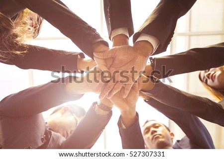 Business Teamwork Making Strong Hands For Business Collaboration  and Integrity of Work together. Corporate Teams Promote of Mission. Key of Success of Team Business Project, Mission Complete Concept Royalty-Free Stock Photo #527307331