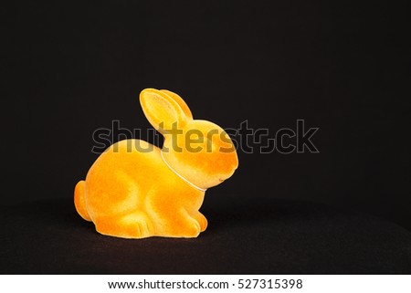 Little Bunny  ,black background ,decoration ,easter ,orange ,ornament , animal ,small ,domestic ,cute ,toy ,beautiful ,color