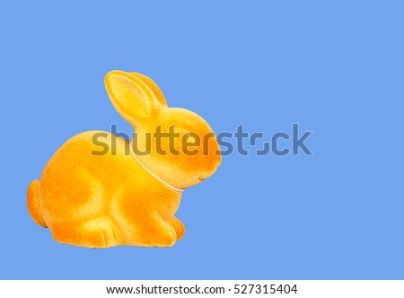 Little Bunny ,blue background ,decoration ,easter ,orange ,ornament ,animal ,small ,domestic ,cute ,toy ,beautiful ,color ,kids