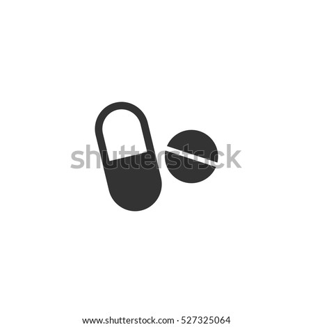 Pills icon flat. Illustration isolated vector sign symbol Royalty-Free Stock Photo #527325064