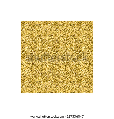 Golden glitter square shape frame isolated on white background