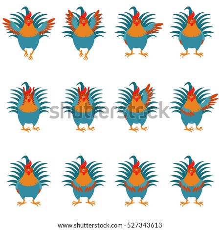 Set of Rooster flat icons