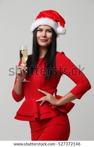 Festive girl in Santa hat