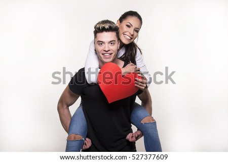 beautiful couple in love celebrating valentine's day 