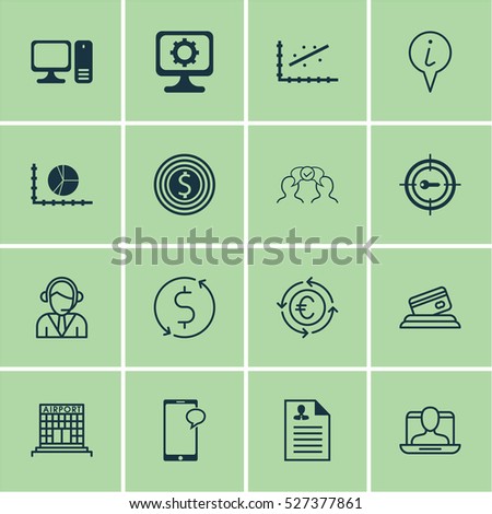 Set Of 16 Universal Editable Icons. Can Be Used For Web, Mobile And App Design. Includes Elements Such As Messaging, Currency Recycle, Credit Card And More.