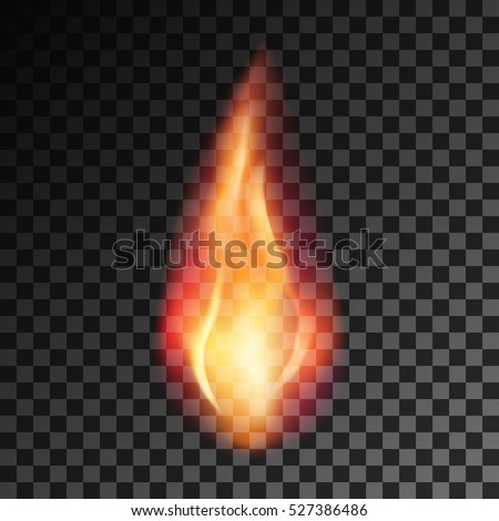 Vector eps 10 isolated transparent effect of realistic flame. Fire illustration, candle light, burning, hot, devouring element, bonfire, twinkle, combustion. torch, match
