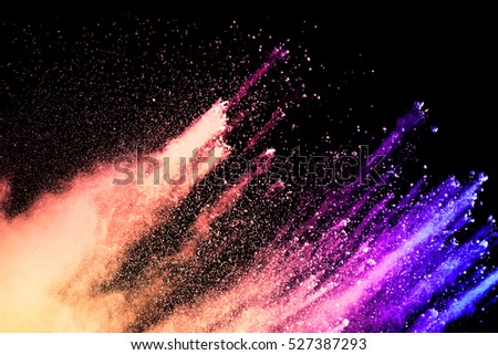 abstract powder splatted background,Freeze motion of color powder exploding/throwing color powder on background