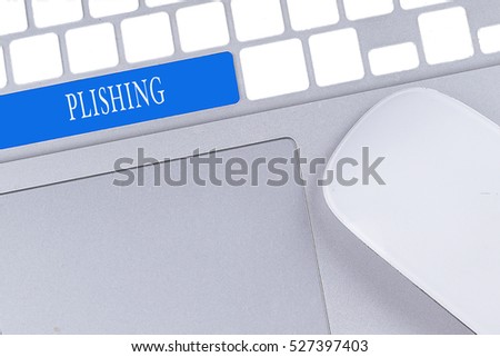 PLISHING- keyboard 3d render with word on blue key