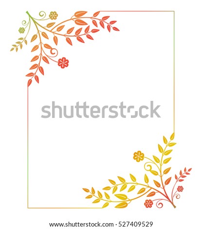 Beautiful vertical floral frame with gradient fill. Color silhouette  frame for advertisements, wedding and other invitations or greeting cards. Raster clip art.