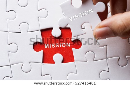 Jigsaw puzzle with word vision and mission