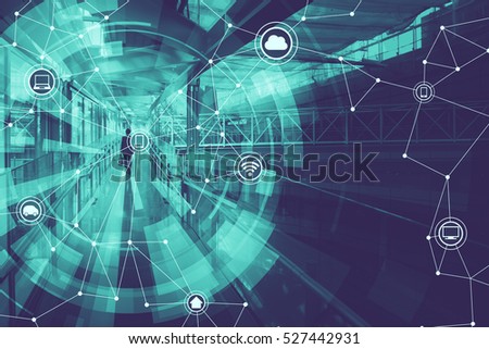duotone graphic of wireless communication network abstract image visual, internet of things