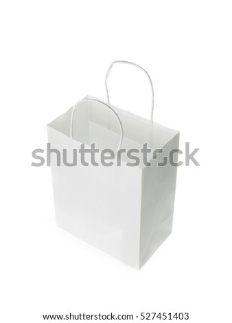Plain white shopping bag isolated on white background