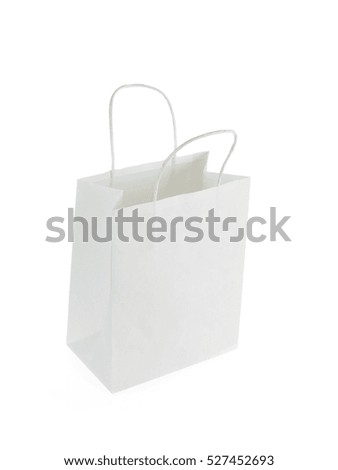 Plain white shopping bag isolated on white background