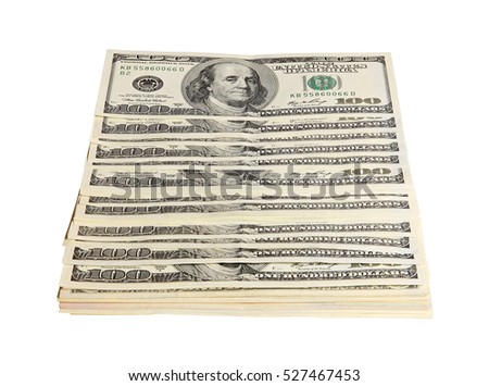 Pack of American money on the white background

