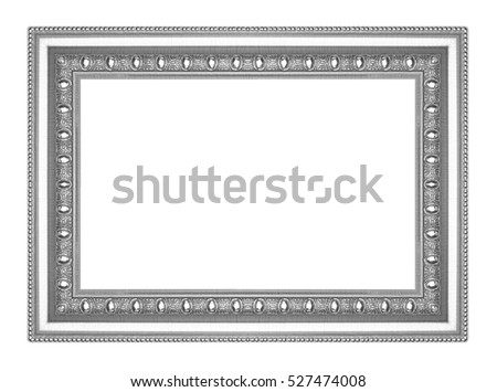 The antique silver frame on white background