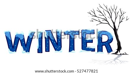 Font design with word winter illustration
