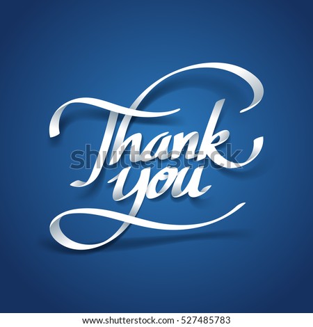 Paper art of thank you calligraphy hand lettering, vector art and illustration. Royalty-Free Stock Photo #527485783