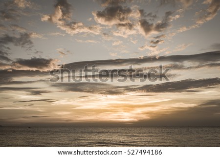 Beautiful naturally seascape sunset overcast with tone image

