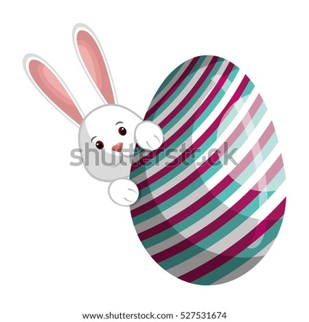 cute rabbit easter character with egg
