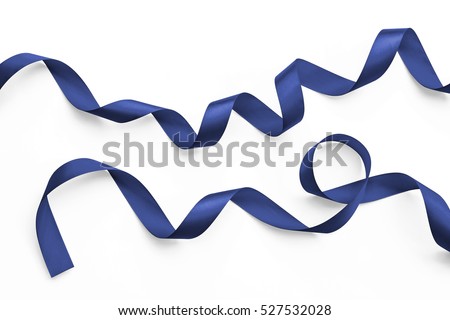 Satin ribbon bow confetti in navy indigo dark blue color isolated on white background with clipping path