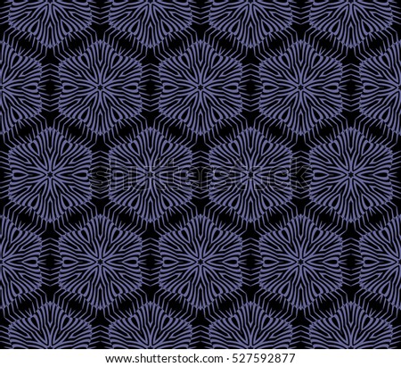decorative illusion pattern. seamless vector illustration. line and shape. blue color