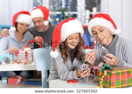 Family preparing for Christmas