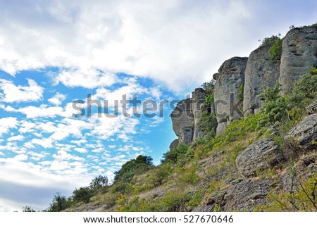 Stone pillars in the valley of ghosts. Crimea