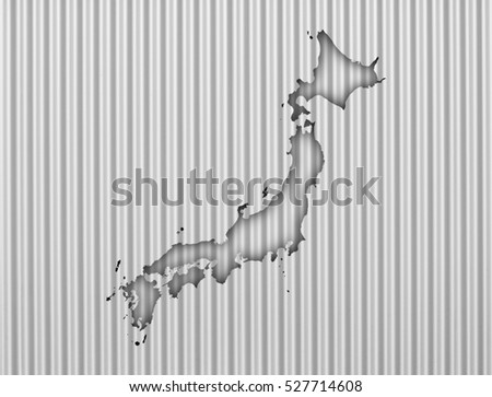 Map of Japan on corrugated iron
