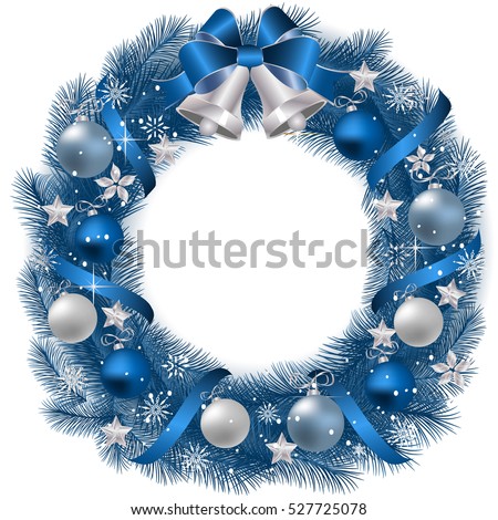 Christmas Wreath with fir branches and decorative elements.