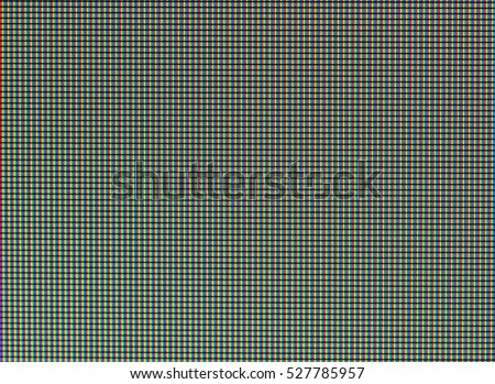 Closeup RGB led diode of led TV or led monitor screen display panel. Colorful led screen background, macro pixels on the screen