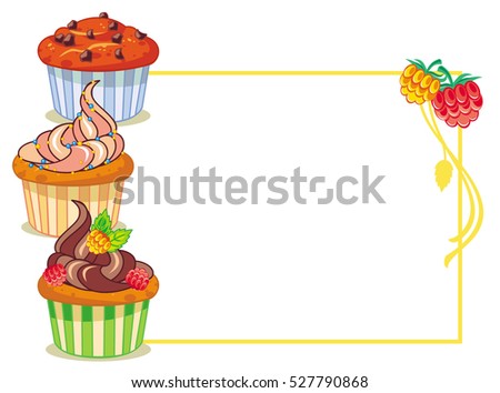 Frame with muffins. Copy space. Raster clip art.
