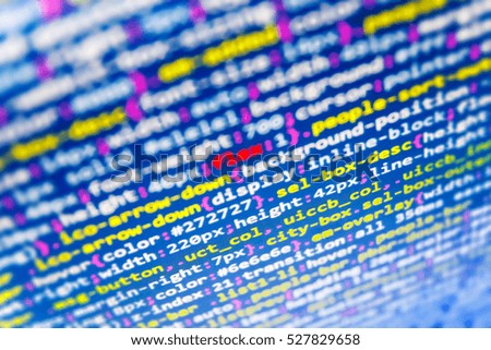Abstract source code background. Programming code abstract screen of software developer. Programming of Internet website. Server logs analysis. Source code close-up. 
