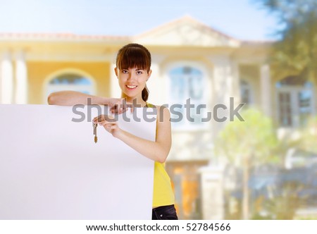 Woman and blank
