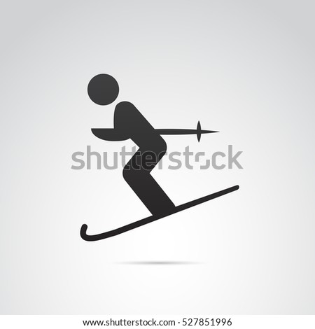 Skiing icon isolated on white background. Vector art.