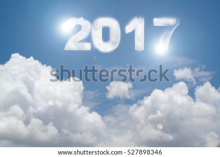  2017 clouds on blue sky happy new year concept

