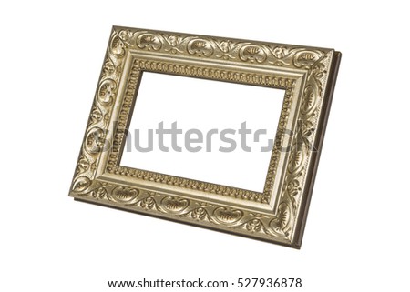 Gold picture frame isolated on white with clipping path.
