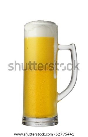 Beer mug overflowing froth