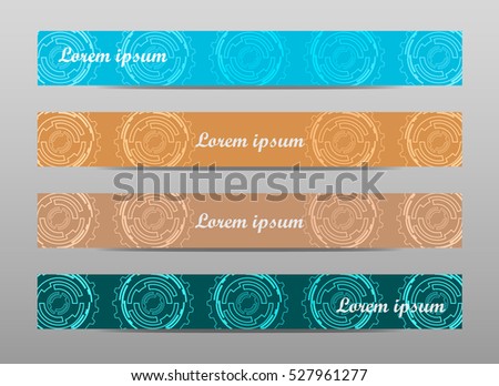 Set abstract techno banners on color background. Vector illustration