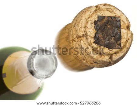 Champagne cork with the shape of Arizona burnt in and bottle of champagne in the back.(series)
