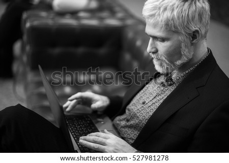 Business man is working online