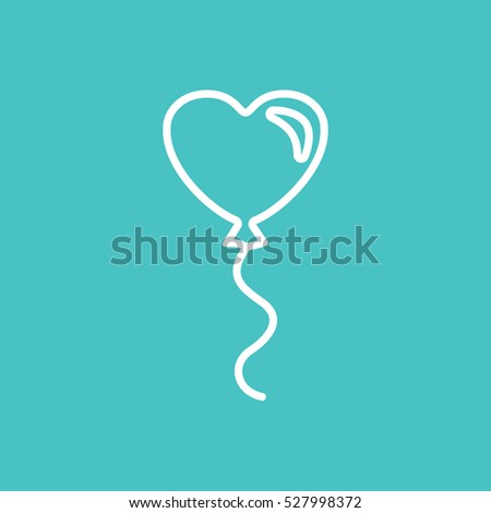 balloon gelium heart love line icon vector white on blue