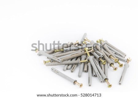 Plastic dowel or wall plugs pin with screws for bricks