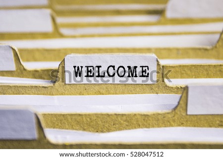 Welcome word on card index paper